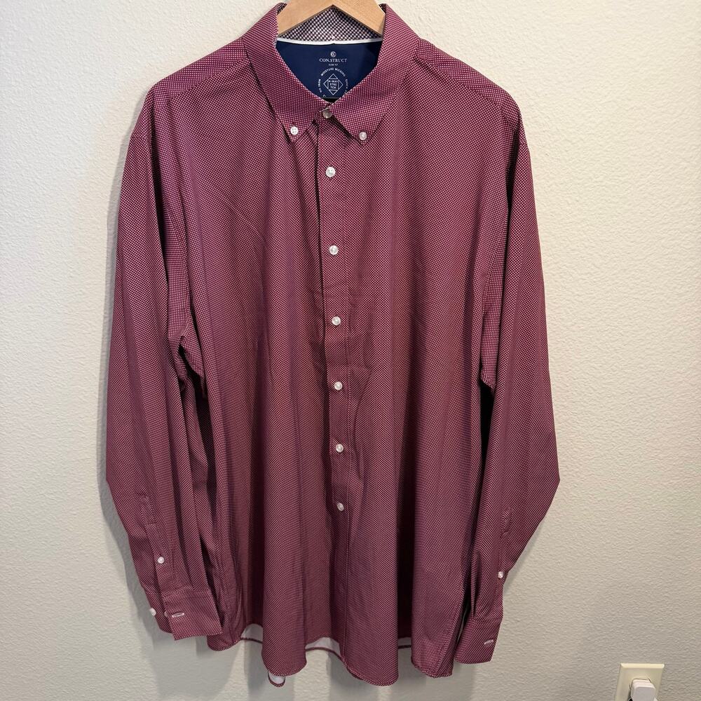 Con.Struct Men’s Maroon Long sleeve Button Down XL Tall Slim Fit